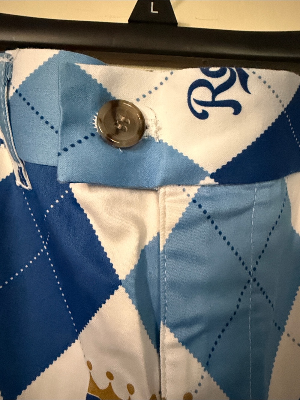 Loudmouth Blue and White KC Royals Argyle Men's Shorts - Picture 2 of 8